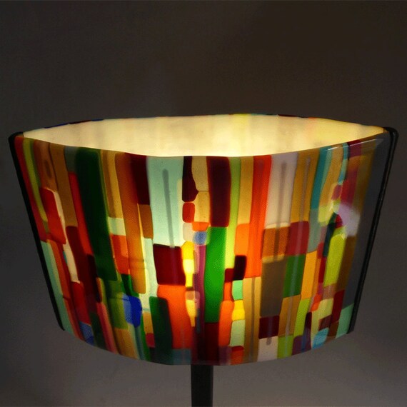 Fused glass lamp Stripes pattern One of a kind