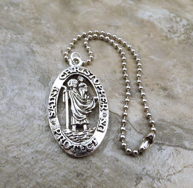 Pewter Saint Christopher Rear View Mirror Ornament on 8