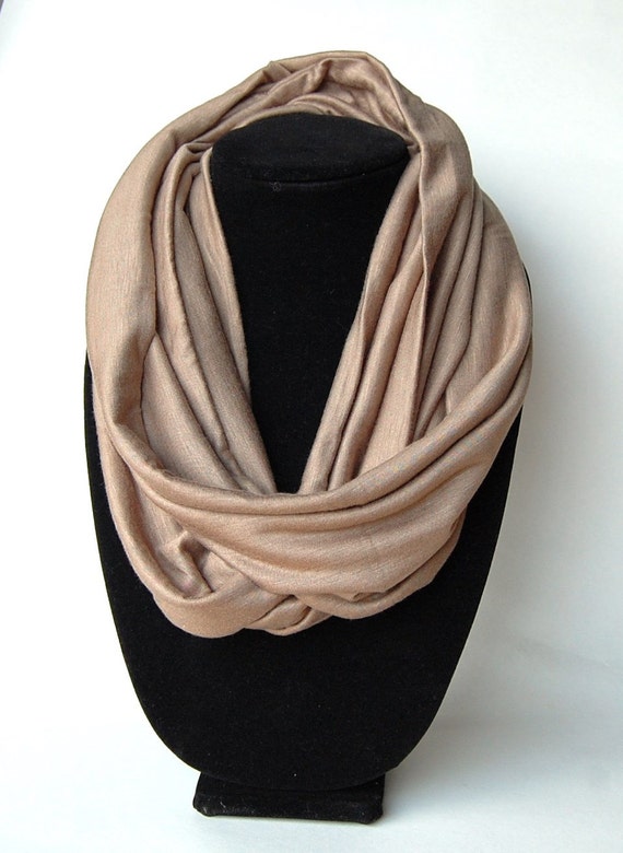 Infinity Scarf Jersey Knit Light Brown by AlwaysCreations ...