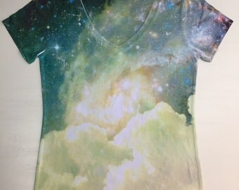 woman galaxy print top, t shirt and tank xs - plus size(148b)