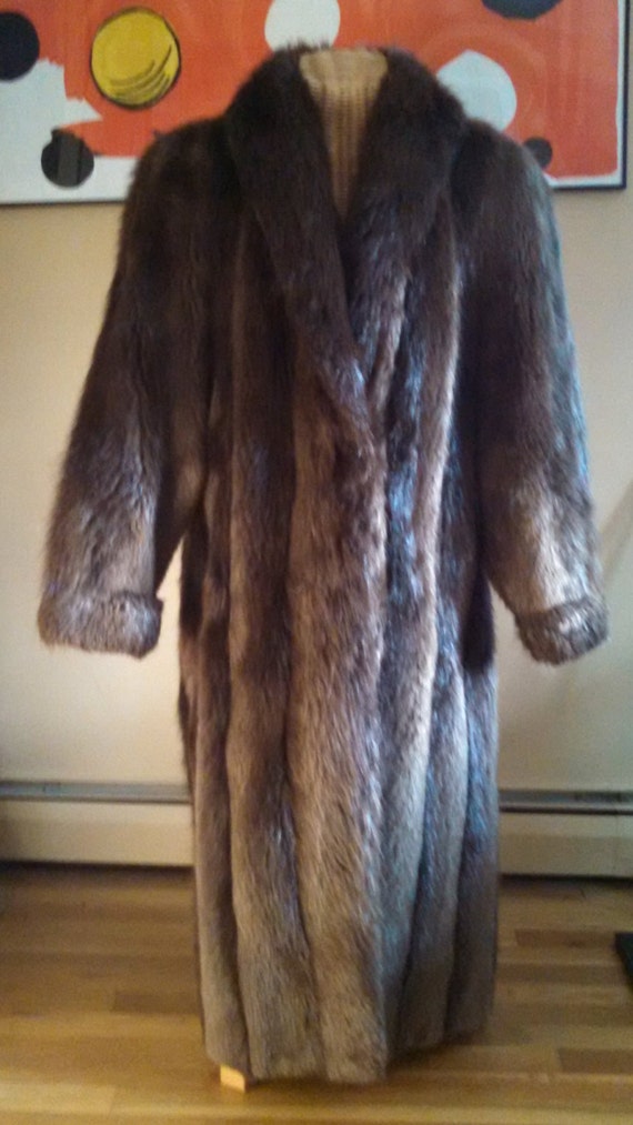 Long Haired Full Length Beaver Coat Made In Canada Medium