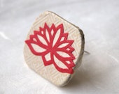Lotus Flower Brooch Hanji Paper Pin OOAK Dress Clip Floral Design White Ivory Hot Pink Stainless Steel Pin Handmade