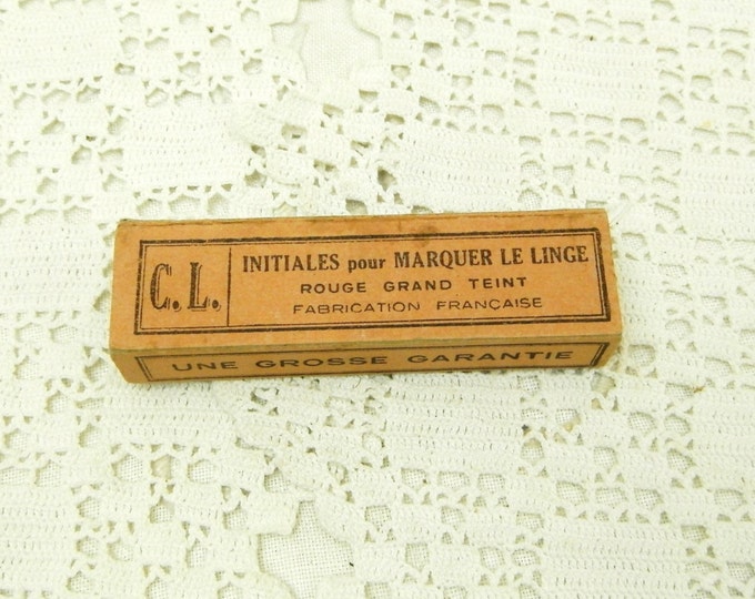 250 cm / 2.7 yards Antique French Unused Reel of Cotton Laundry Label Monogram F L, Vintage Haberdashery Sewing Craft, Retro French Country