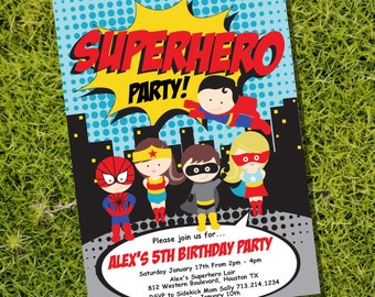 Superhero Party Invitation - Instantly Downloadable and Editable File - Personalize and Print at home with Adobe Reader