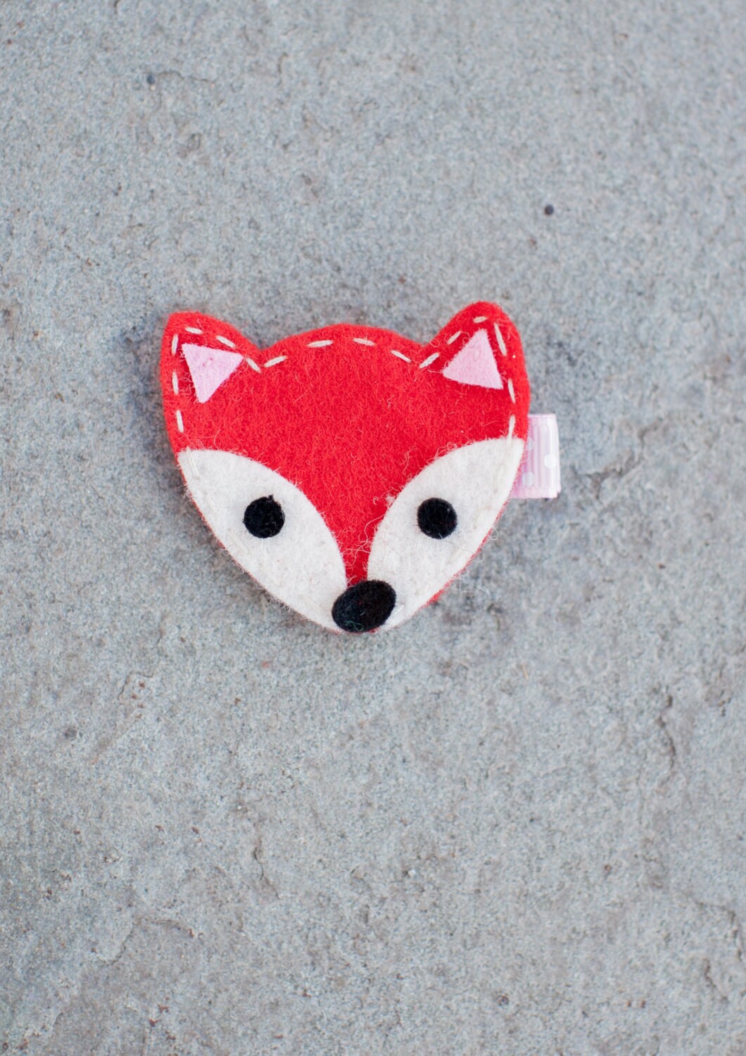 fox hair clip felt bow center animal hair by MaddieAndCharlie