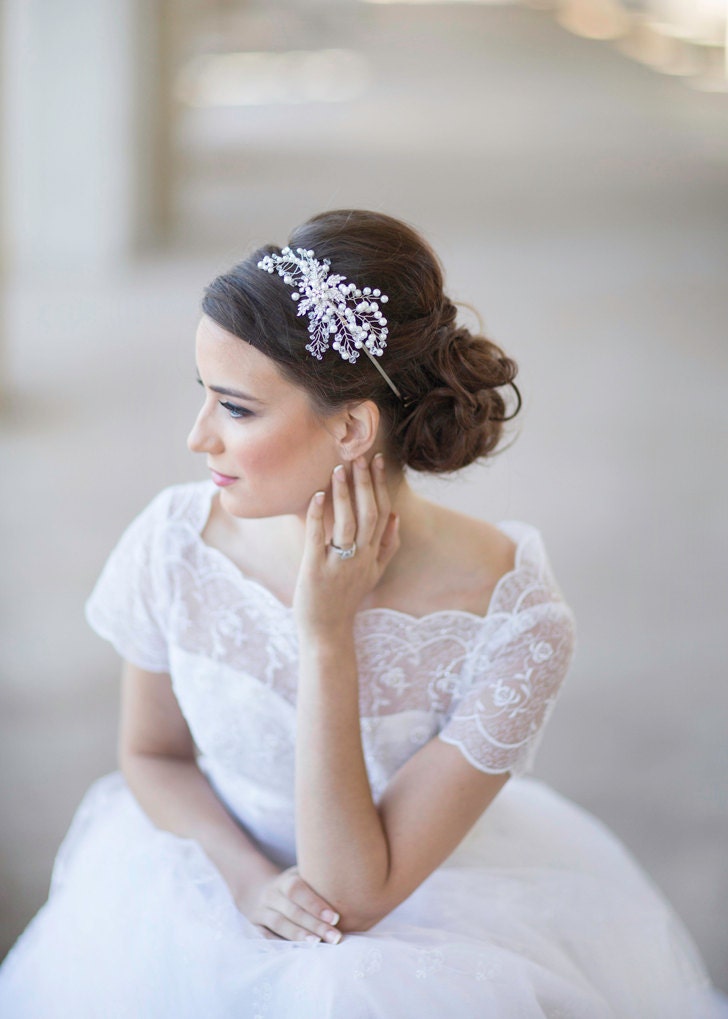 Crystal Pearl Bridal Headpiece Crystal Wedding Headpiece