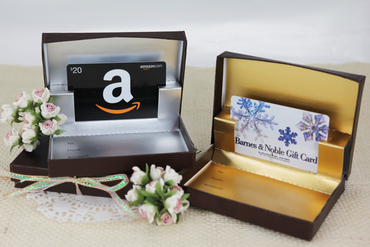 5 Gift Card Holder Boxes Gold Silver 4.5 x 3.25