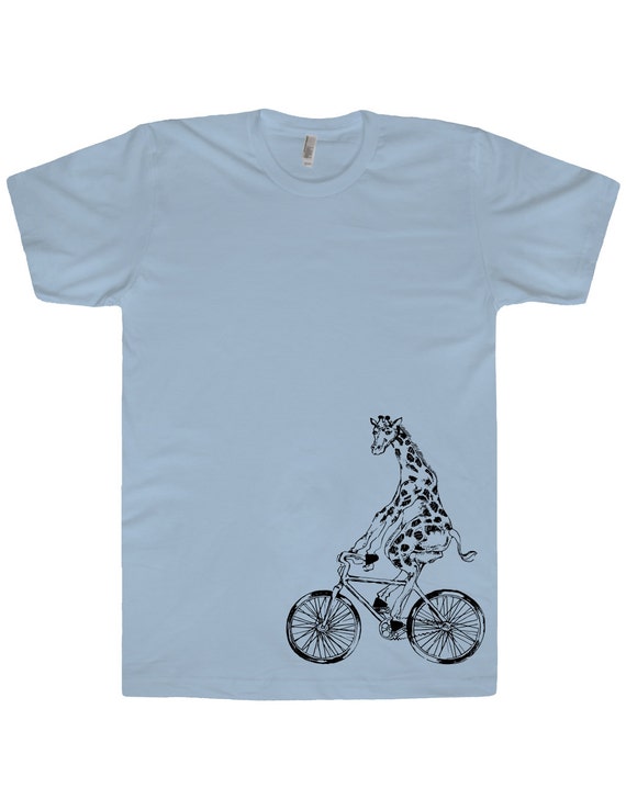 Giraffe On Bicycle T Shirt.Unisex American Apparel by Inaprinting