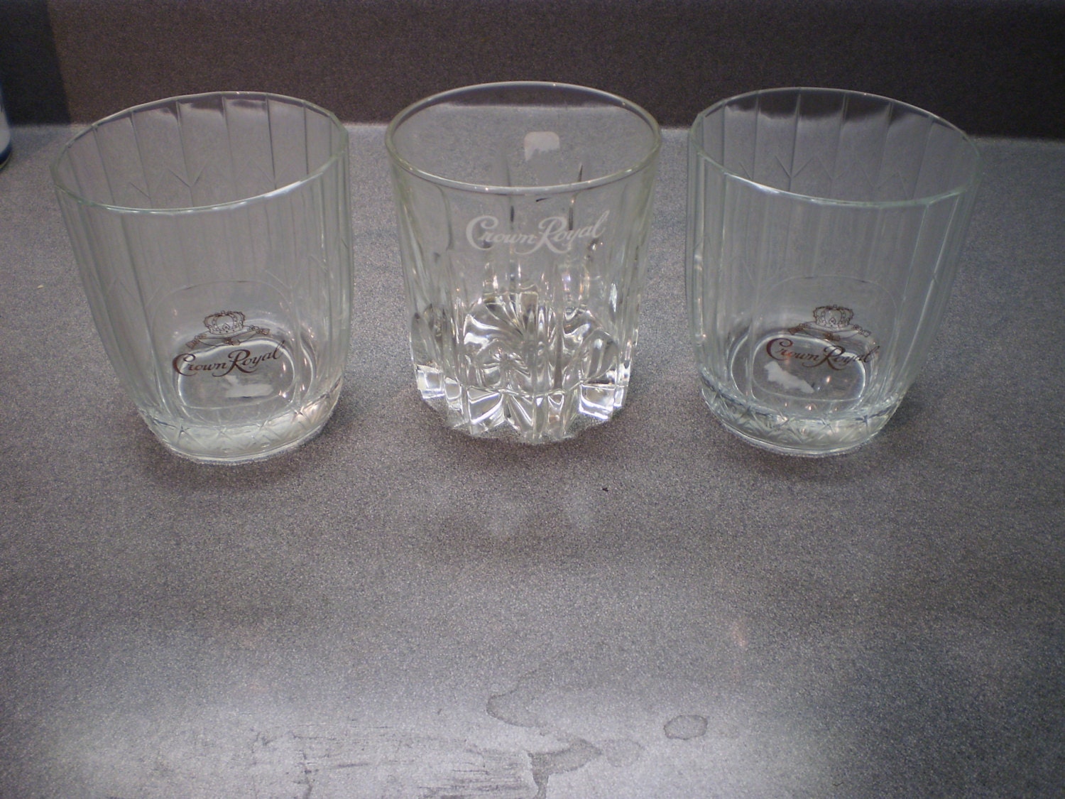 Vintage Set of Three Four Ounce Diamond Embossed Crown Royal Alcohol