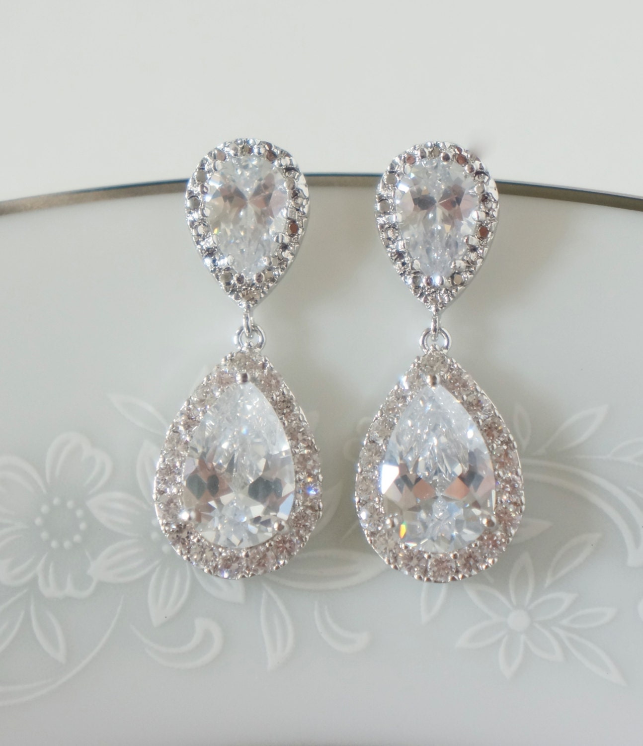 Crystal Bridal Earrings Wedding Jewelry Swarovski Crystal 