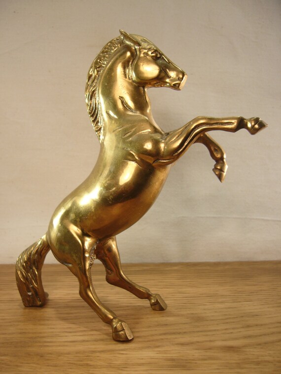 Vintage brass rearing horse figurine