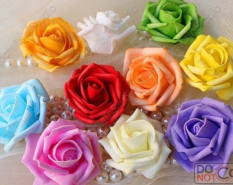 100 pcs Artificial Foam Roses Wedding Floral Arrangement Flower Heads Multi Color 6-7cm Diameter