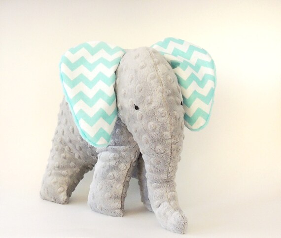 Minky Fabric Stuffed ElephantLarge Elephant by MemeFleury on Etsy