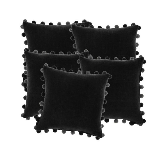 5 pieces set of plain dye black cushion cover by jaipuritrends