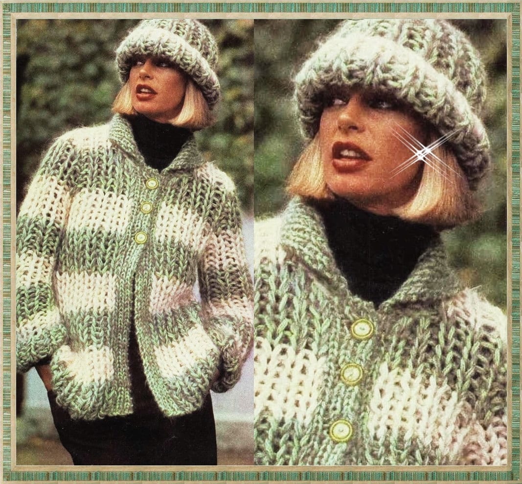 KNITTING PATTERN Vintage Chunky Cardigan Sweater and