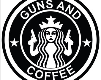 Download 2 Pack of Custom Guns and Coffee Vinyl Decals / Stickers