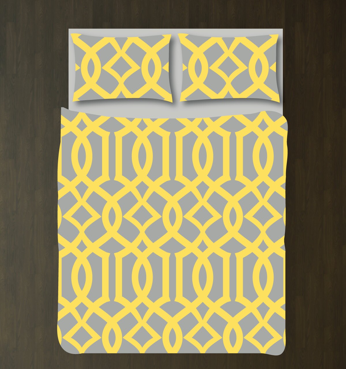 Custom Imperial Trellis Duvet Bedding SetGrey and Lemon