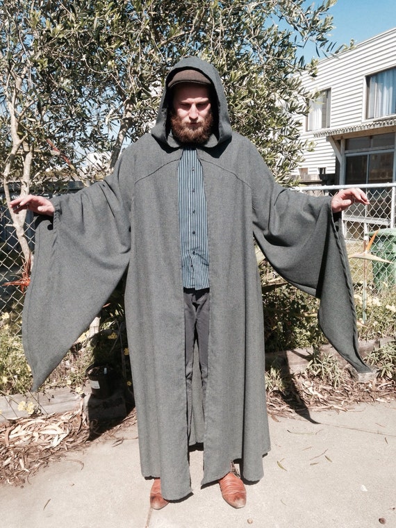 Grey Wool Magic Wizard Robe 