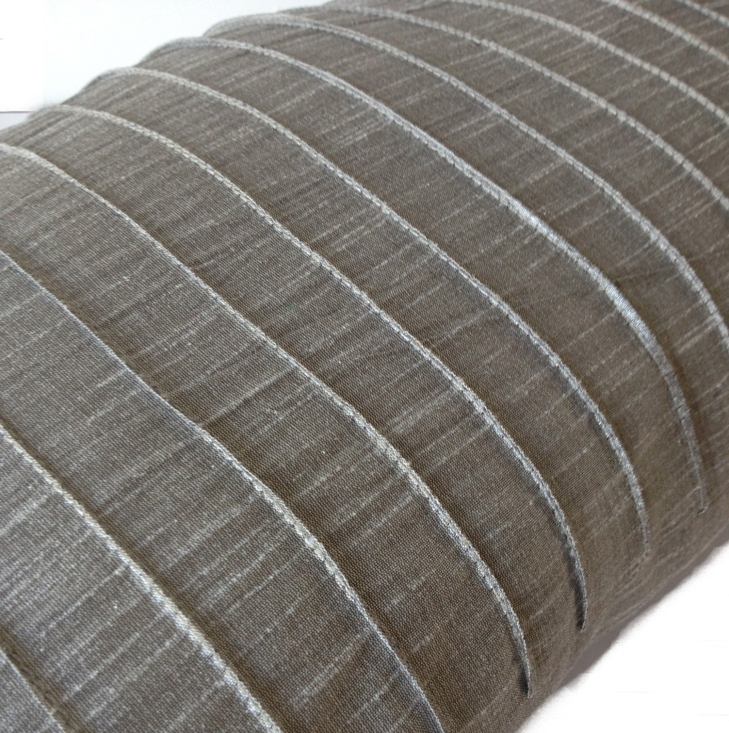Grey Silk Pleated Textured Pillow Cover Lumbar Pillow Grey