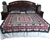 Cotton Bedspreads // India Bedding Coverlets // 3pc Bedspreads