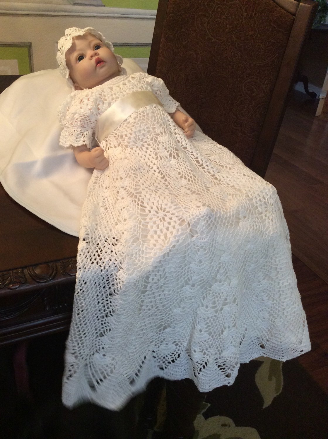 Heirloom Vintage style Christening gown crochet pattern