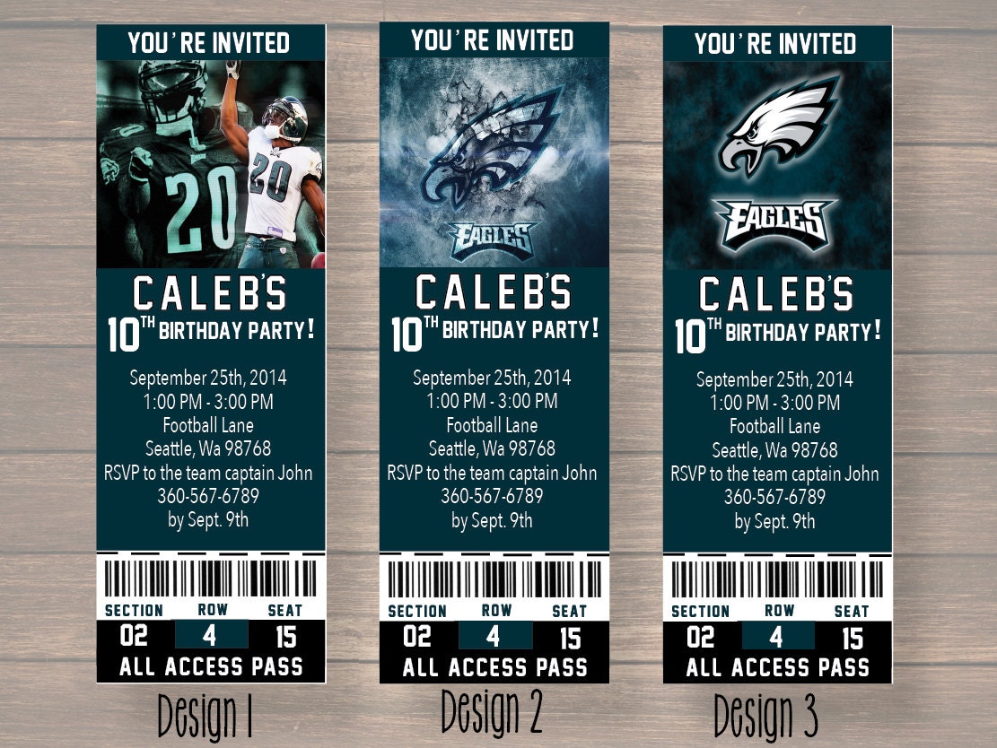 philadelphia eagles Custom Party Ticket Invitations Birthday