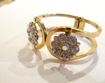 Beautiful Vintage Clear & AB Rhinestone Juliana Style Clamper Bracelet