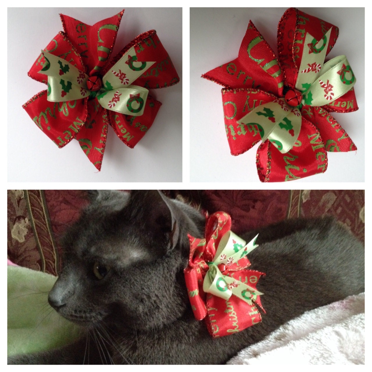 Christmas Groomers Pet Bow Christmas Pet Bow Bow by VioletBows