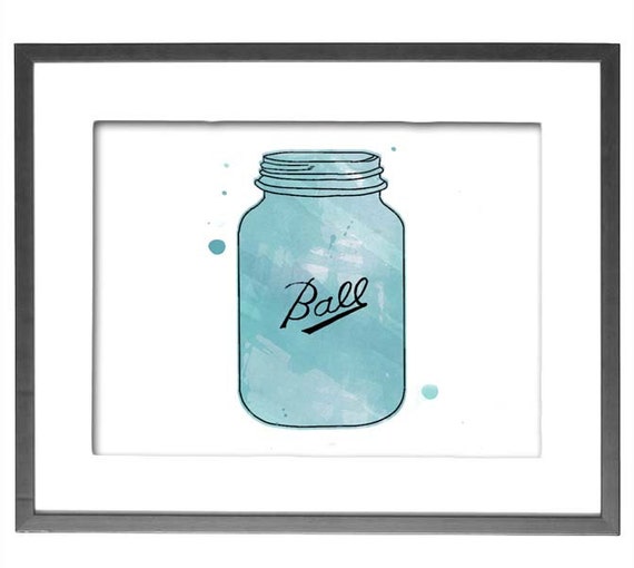 INSTANT DOWNLOAD - Watercolor Mason Jar - 8"x10" Printable Art