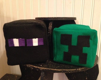Minecraft Inspired Creeper and/or Enderman Felt Block Set, Stackable Play Block/Cube, Handmade