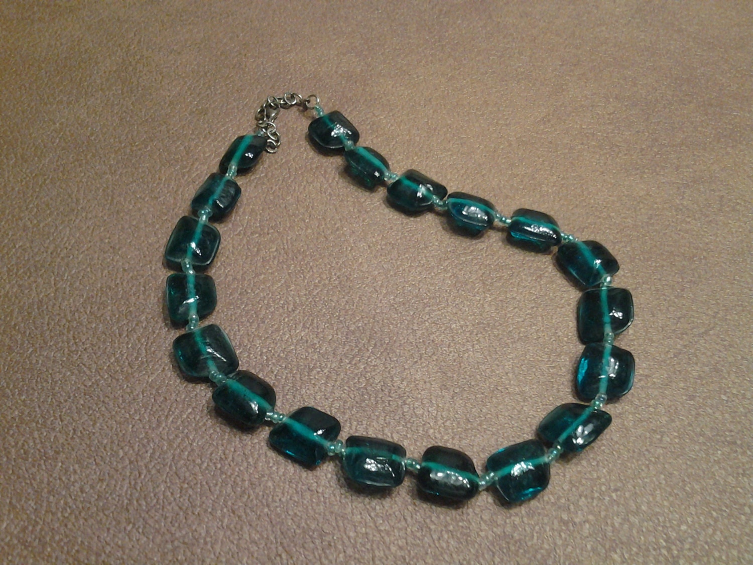 Inexpensive Bling Turquoise Colored Square Plastic Beaded 18 inch ...