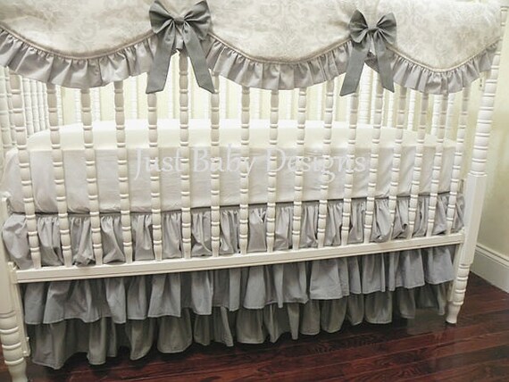 Gray Ombre Ruffle Crib Skirt