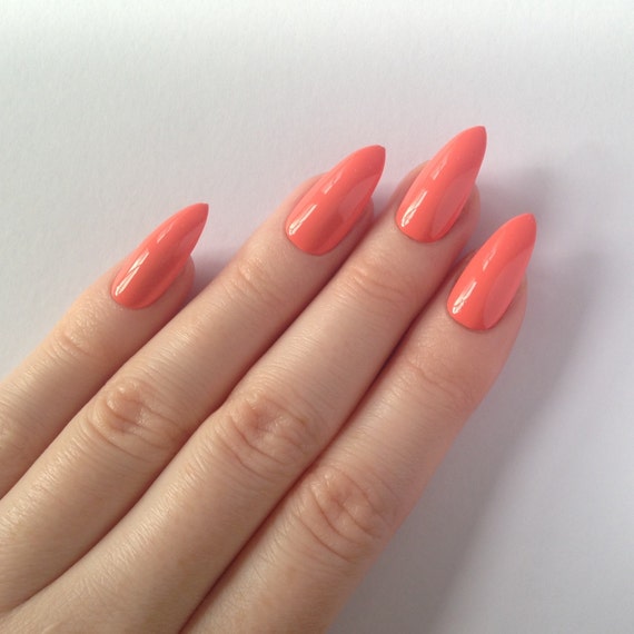 Peach Stiletto nails 20 Stiletto Nails Nail by prettylittlepolish