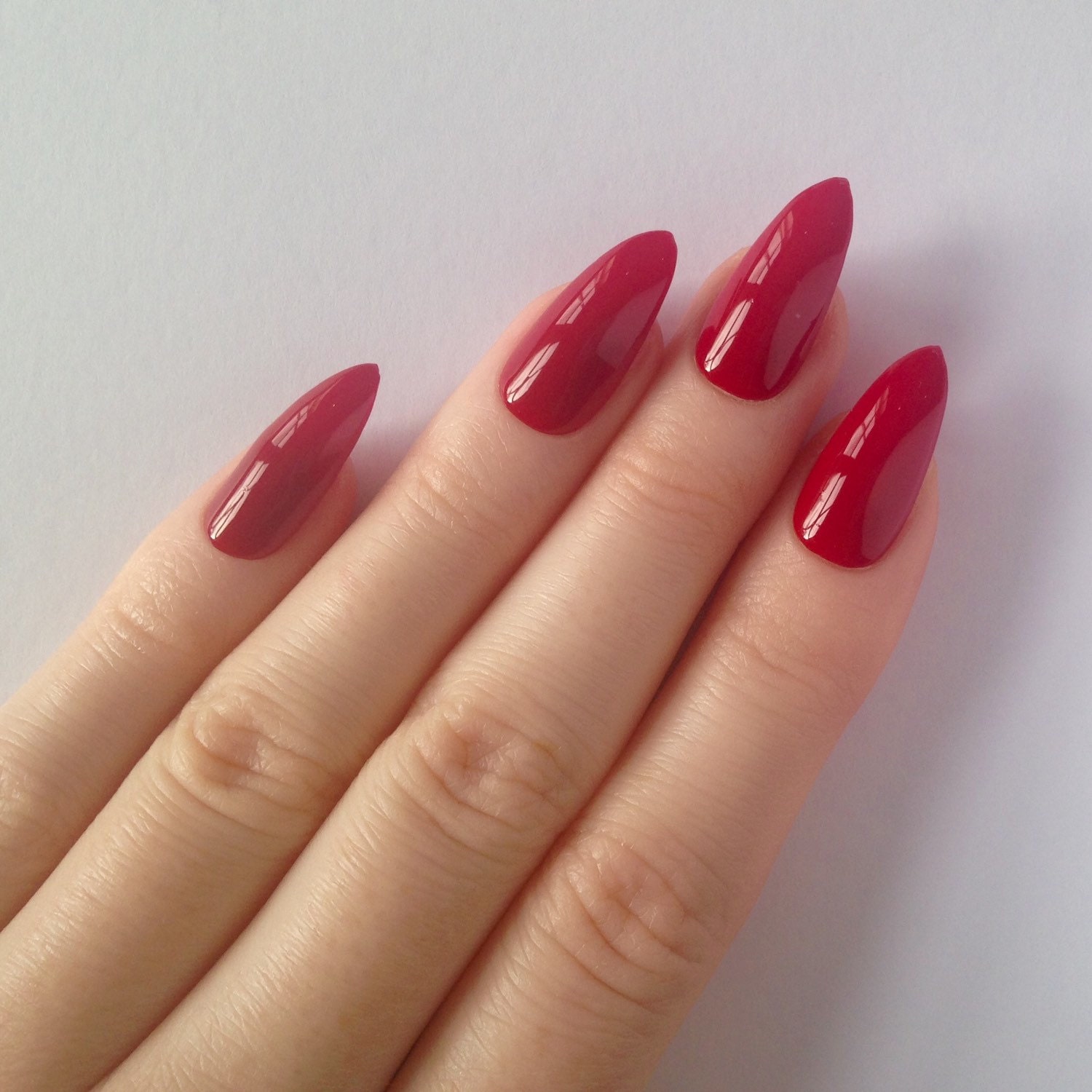 Red stiletto nails Nail designs Nail art by prettylittlepolish