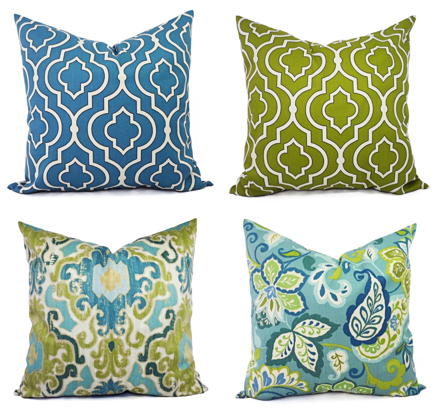 Decorative Pillow Cover Blue and Green by CastawayCoveDecor