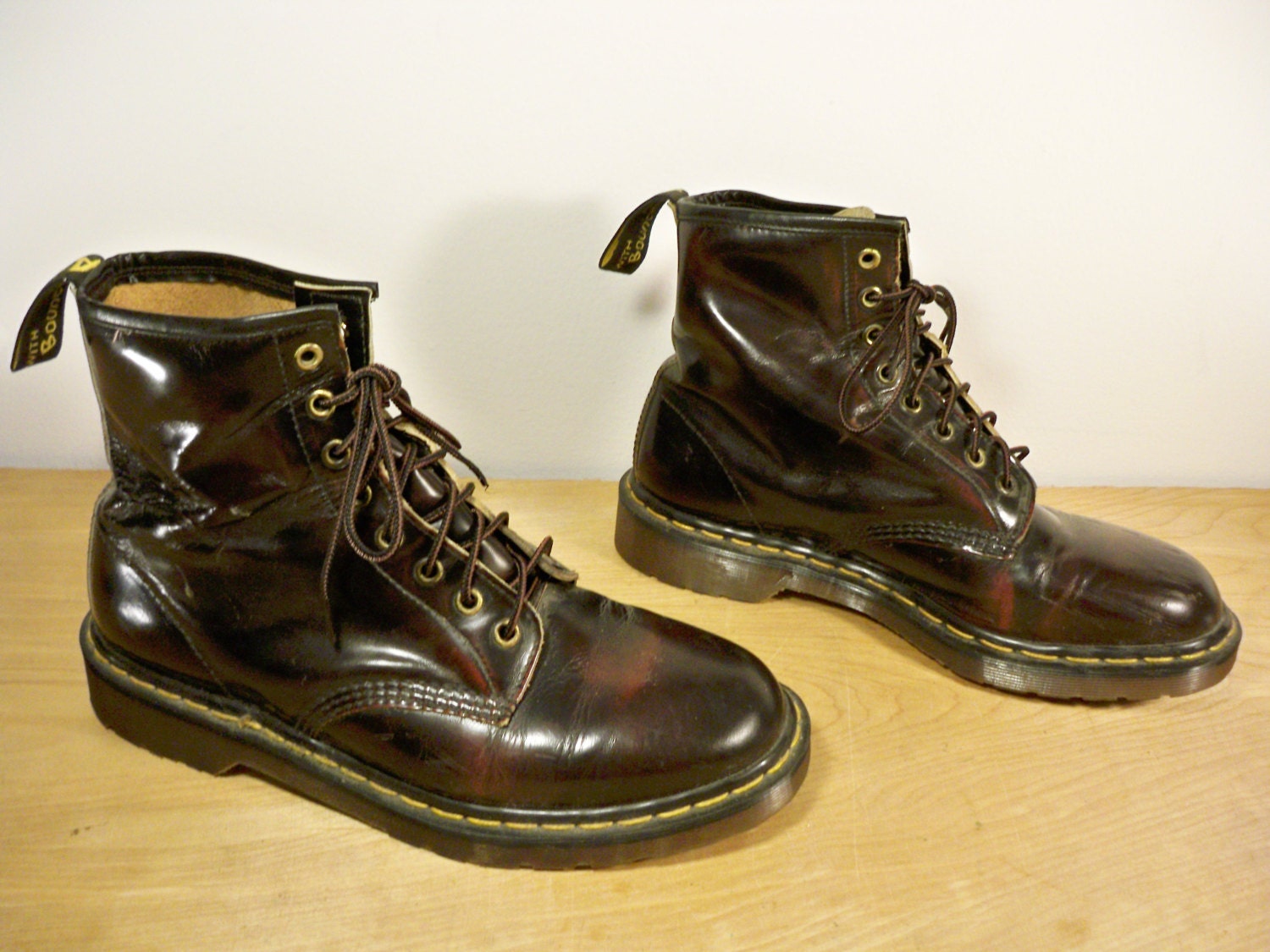 Vintage Doc Dr Martens Made in England Red Wine & Black by Tyjahn