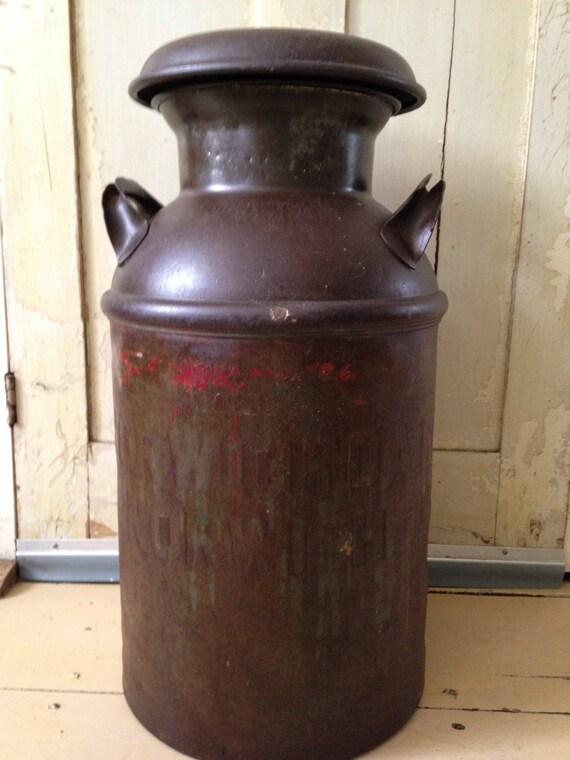 Large antique Milk Can dairy farm can R.C. Miller by whimzeesnest