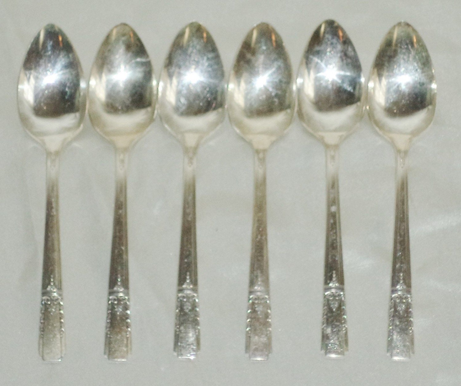 6 Wm A Rogers AA Heavy Oneida Silver Plate Lady Drake