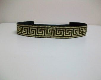Handmade No-Slip Headband (Compare to Sweaty Bands) - Gold and Black ...