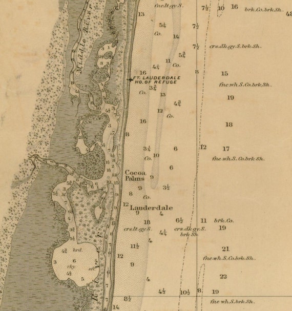 Florida Hillsboro Inlet to Fowey Rocks 1895 Nautical by Oldmap