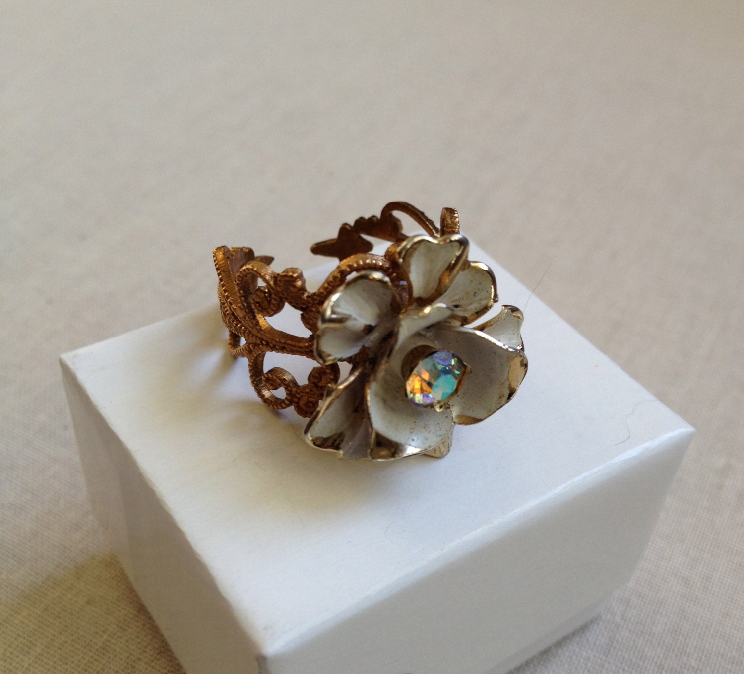 vintage enamel flower ring