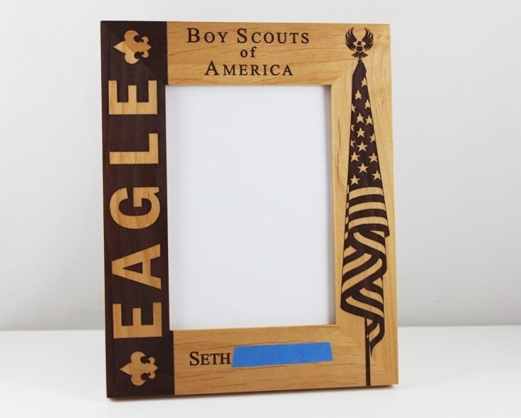Eagle Boy Scouts of America Engraved Wood Frame displays