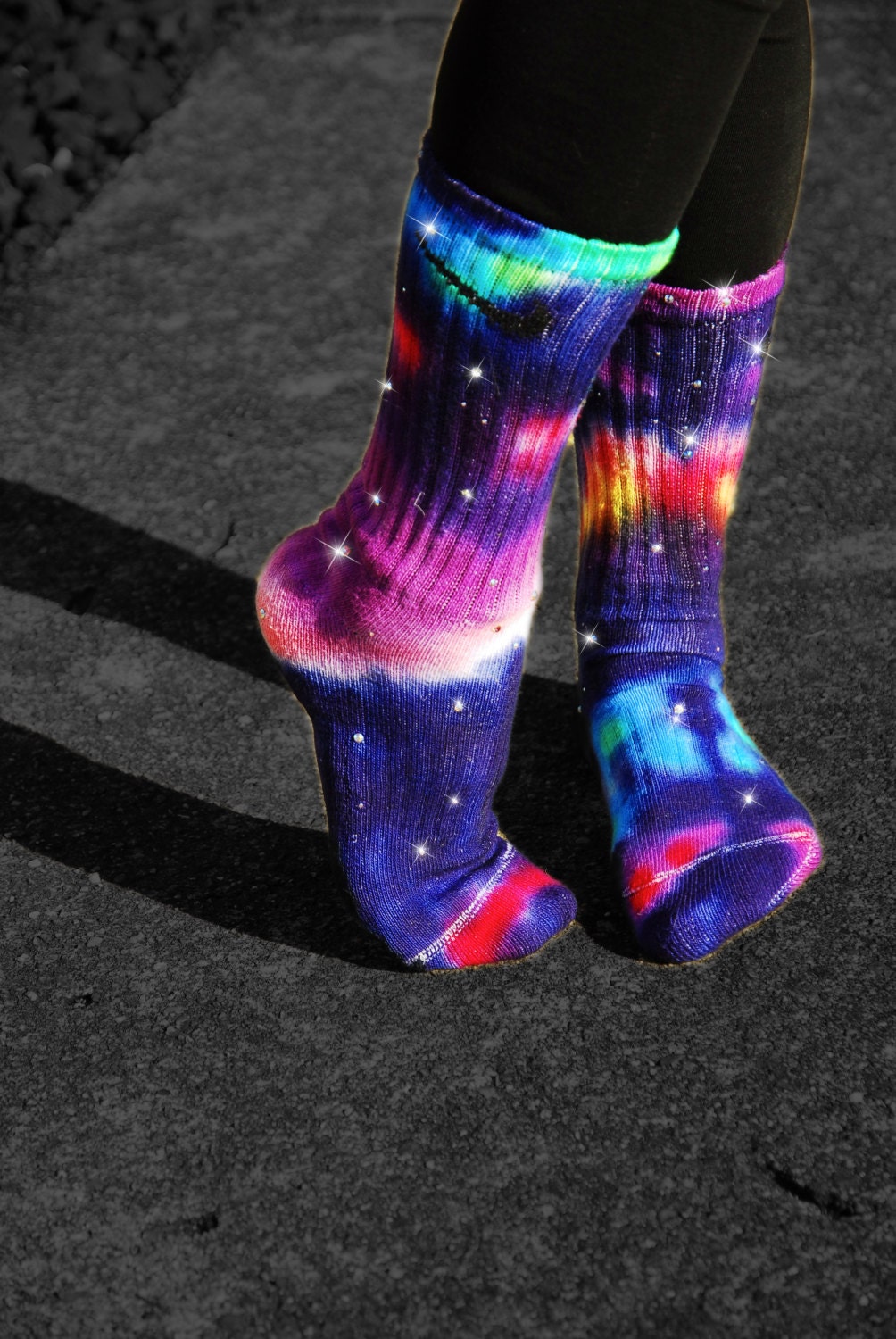 Star Bursts Galaxy Tie Dye Nike Sock