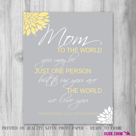 Items similar to Mothers Day Gift for Mom Quote Birthday Gift Poem for