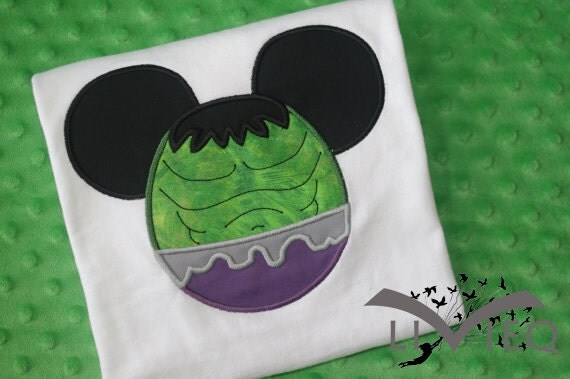 Hulk Marvel Super Heroes with Mickey Mouse Ears Appliquéd