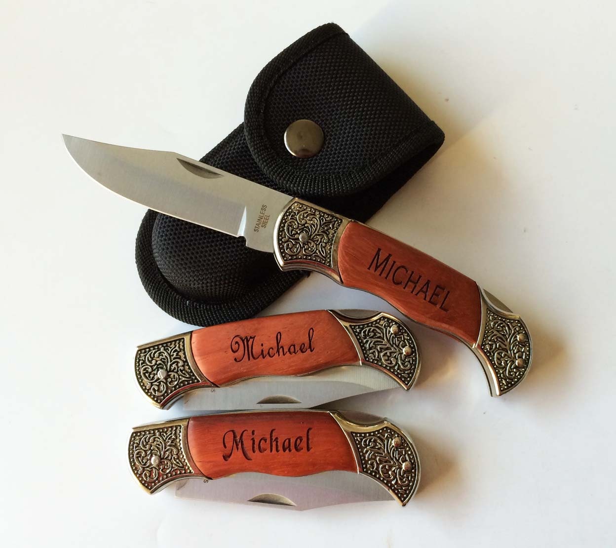 8 Personalized knives Custom Engraved Pocket Knives Rosewood