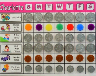Allowance Chore Chart for Kids Velcro Chore Board Customizable Chart