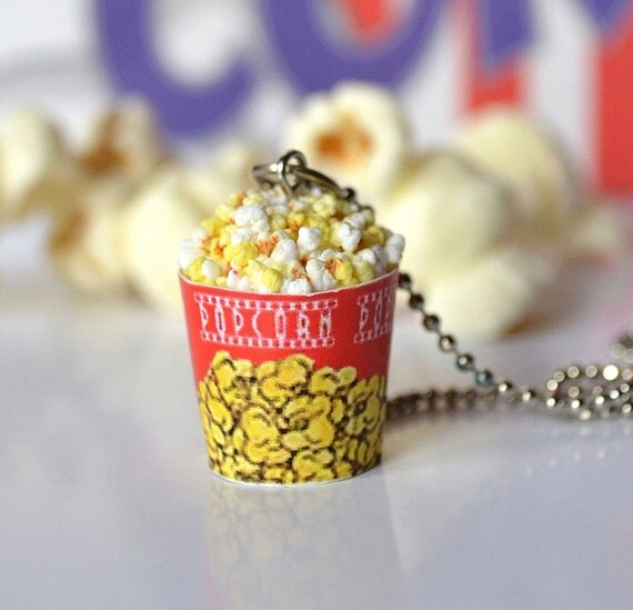 Popcorn necklaceMovie popcorn necklaceMovie night
