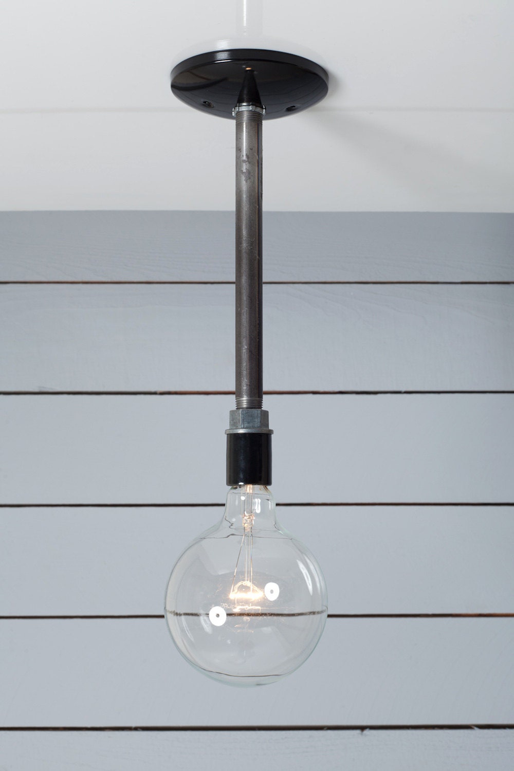 Industrial Black Pipe Light Bare Bulb Pendant Lamp by IndLights