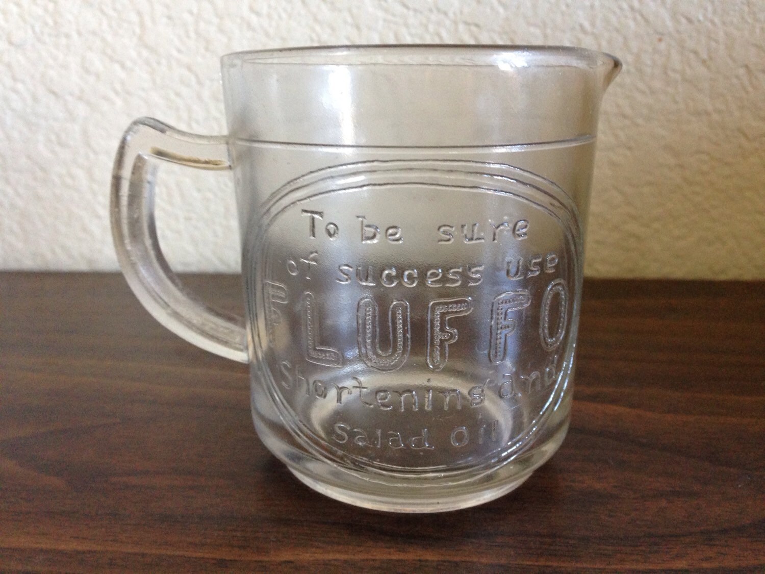 Vintage Glass Fluffo Measuring Cup Fluffo Shortening by GoPlethora